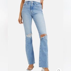 Good American Womens High Waisted Distressed Boot Jeans NWT
